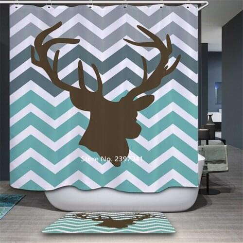 Hot Selling Abstract European and American Wind Shower Curtain Waterproof and Mildew Proof with Hook Home Bathroom Decoration