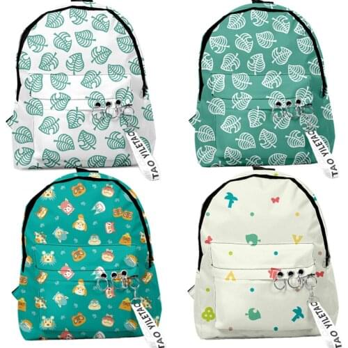 Game Animal Bag Crossing Backpack Leaf Canvas Bag Tom Nook Bag Girls School Bags Women Travel Bag Leaves Notebook Bags Boys