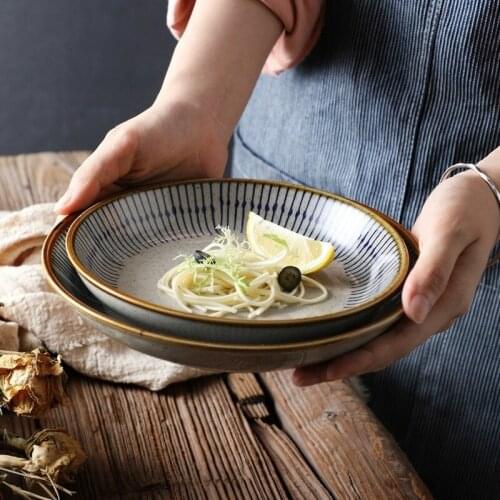 Chinese Round Hand-painted Ceramic Dinner Plate Pizza Plate Steak Dish Dessert Tray Porcelain Kitchen Utensils