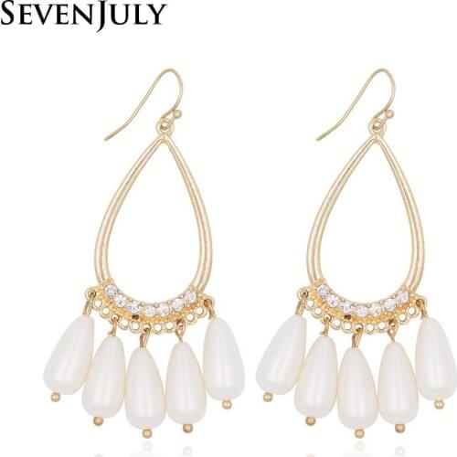 Classic Teardrop Pearl Dangle Earrings Women Crystal Rhinestone Vintage Fashion Jewelry Accessory
