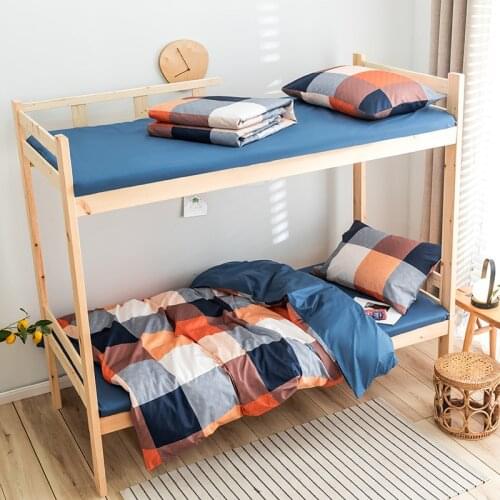 4PCS Bedding Sets Quilt Cover Bed sheet Pillow Cover Comforter Thickened Pure Color lattice students Down Feather Duvet NEW