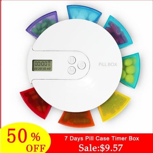 7 Grid Pill Cases Medicine Storage Box Electronic Timing Reminder Pillbox Alarm Timer Pills Dispenser Organizer Drug Container