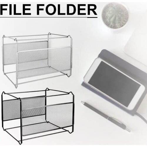 File Folder Box Mesh Metal File Organizer Box Hanging File Foldable Holder Storage Box for Office Home A4 Letter Size
