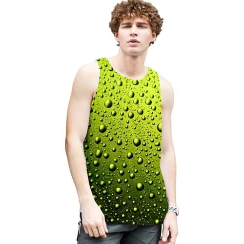 Green Water Drops Costume 3d Bodybuilding Tank Tops Sleeveless Men Women Fitness Vest O-neck Hip Hop Sport 3D Clothes Streetwear