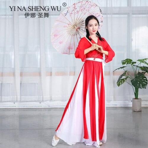 Classical Dance Gauze Costume New Summer Chinese Style Embroidery Large Swing Skirt Modern Dance Costume Suit Practice Clothes