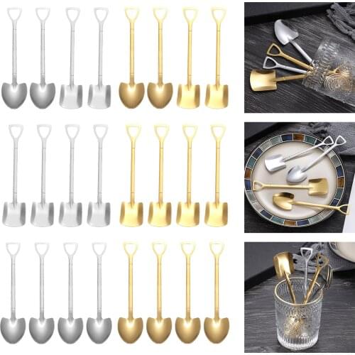 4pcs Coffee Spoon Set Cute Shovel Stirring Mixing Appetizer Fashion Flatware