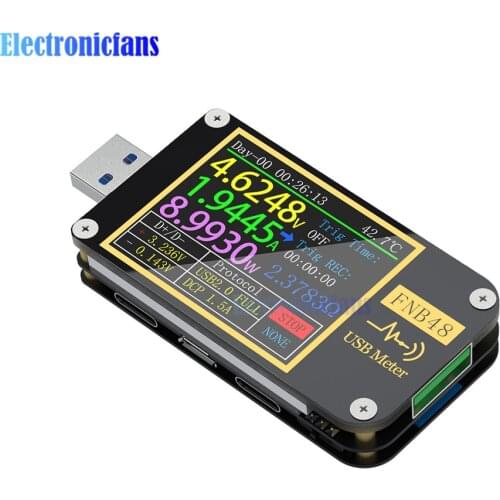 Multifunction FNB48 Voltmeter Ammeter USB Tester Current Voltage Meter QC4 + PD3.0 2.0 Fast Charging Protocol Capacity Tester