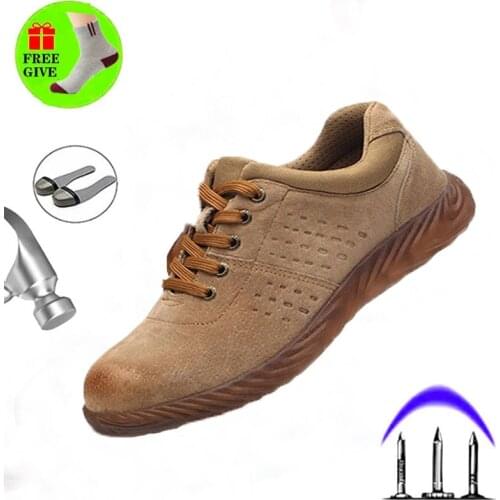 Mens steel toe shoes, labor protective shoes, mens work safety shoes, anti-smash and anti-puncture welding shoes