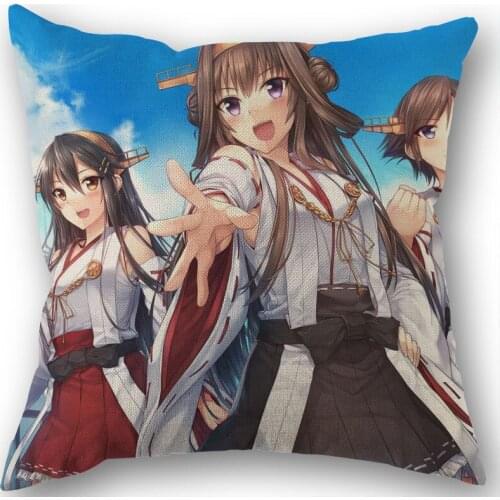 Anime Kancolle Pillow Covers Cases Cotton Linen Zippered Square Decorative Pillowcase Outdoor,Office,Home Cushion 45x45cm