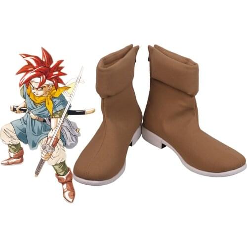Cron Shoes Cosplay Chrono Trigger Cron Cosplay Boots Brown Shoes Custom Made Any Size