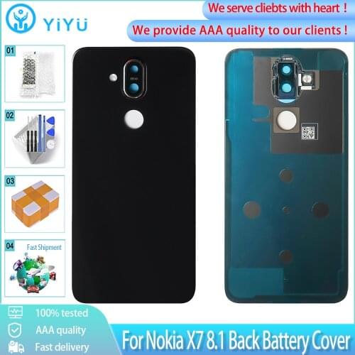 Original Back Battery Cover For Nokia X7 8.1 TA-113 TA-1119 TA-1121 TA-1128 Door Rear Cover Housing Case With Camera Lens