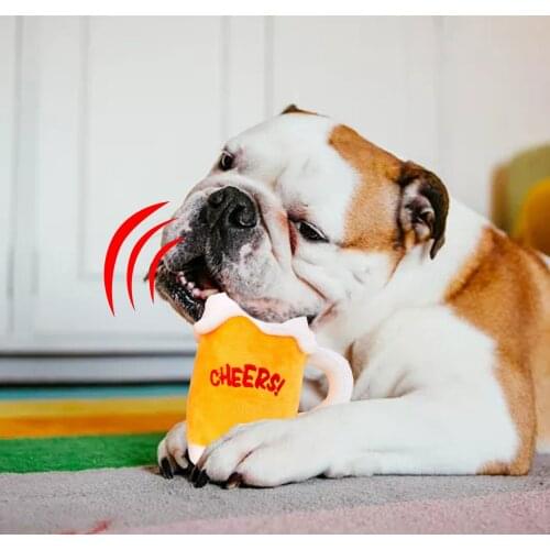 Beer Glass Of Pet Plush Squeaking Toy Set Safe High-quality Doll Puppy Chew Toy Pet Plush Squeak Toy For Small Dog Fast Delivery