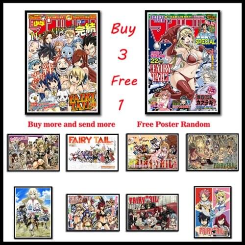 FAIRY TAIL Anime Coated Paper poster Home Decoration Livingroom Bedroom Frameless