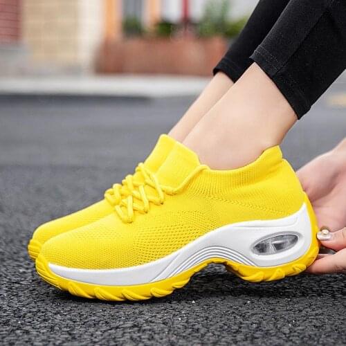 Size 36 Yellow Sports Shoes Runniing Female Running Sneakers Shooes Womens Sport Shoes Rubber Breathable Sneakers Woman Tennis