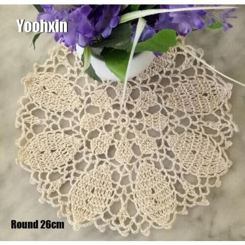 Luxury Cotton Lace Crochet Doilies Dining Table Mat Placemat Round Napkin Coffee Tea Cup Mug Coaster Dish Mat Wedding Decor Pad