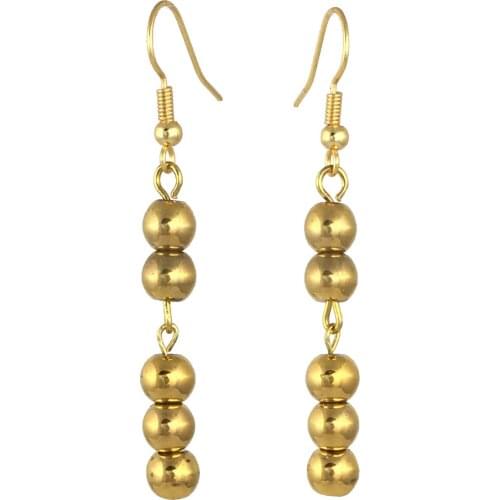 Earring Dangle And Drop 24k Gold Painted Glass Beaded Handmade Woman Fashion Jewelry Made In Turkey