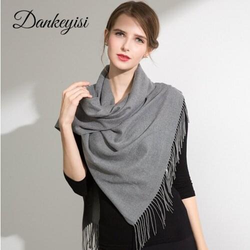 DANKEYISI Winter Warm Scarf Women Long Thick Blanket Scarf Solid Color Scarf Pashmina Poncho Shawls Scarves Wraps Drop Shipping