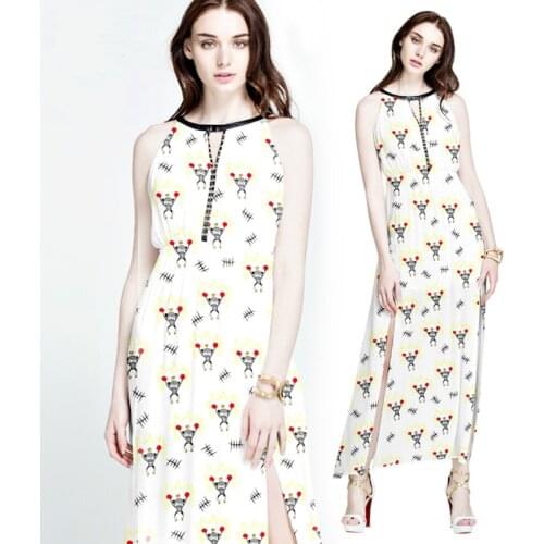 Playful monkey silk double crepe fabric spring and summer digital inkjet silk fabric clothing fabric skirt shirt materials 16 mm