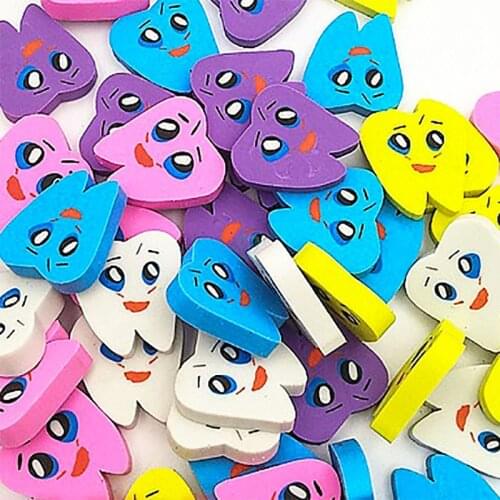 50pcs/bag Teeth Whitening Molar Shaped Tooth Rubber Erasers Dentist Dental Clinic School Great Gift For Kids