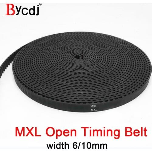 Bycdj Trapezoid MXL Open Synchronous Timing belt Black Rubber Neoprene fiberglass width 6/10mm Pitch 2.032mm CNC stepper Motor
