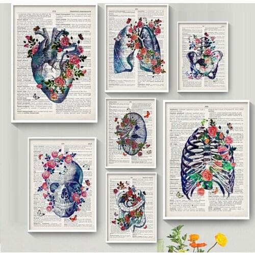 Nordic Print Posters Anatomy Human Organs Heart Brain Wall Art Canvas Painting Vintage Wall Pictures For Medical Clinic Decor