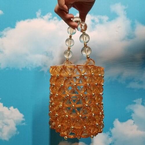 Handmade Bead Bag Pearl Bucket Womens Bag Designer Bags Famous Brand Women Bags 2018