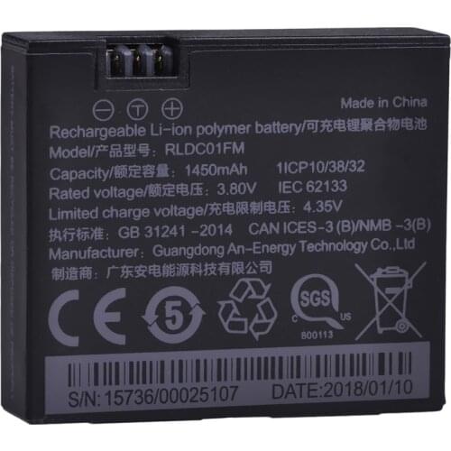 Tectra 1PCS Li-ion 1450mAh 3.80V Original Mijia 4k Camera Battery for Sport Xiao mi MiJia Action Mini Cameras battery