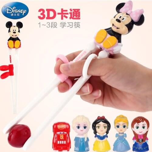 Three pairs Disney Cartoon Mickey Minnie Children Practice Chopsticks Baby Learning Educational Training Chopsticks Dinnerware