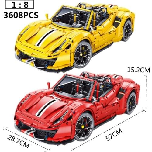 IN STOCK 1:8 Ferrarii 488 Roadster Racin Track Sports Car Model Technology MOC 42125 Building Blocks Bricks Accessorie Toys Gift