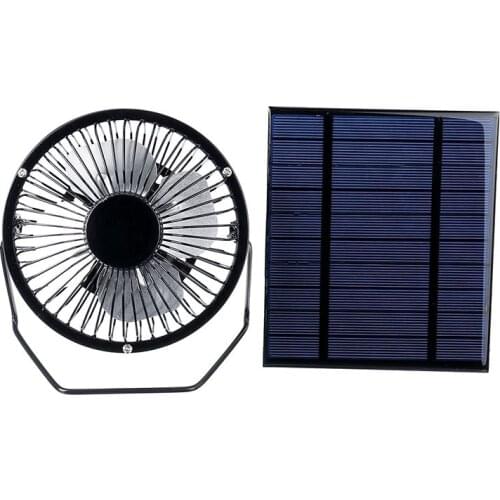2.5W 5V Solar Powered Panel Fan 4 Inch USB Cooling Fan Power Bank Fan For Home Office Outdoor Traveling Cooling Ventilation Fan