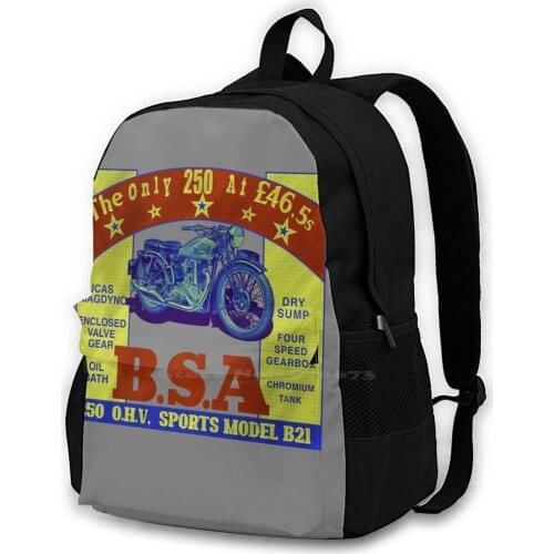 Vintage Bsa Model Motorcycle Advertising By Motormaniac Fashion Bags Travel Laptop Backpack 1951 Bsa Motorcycles Silver Empire