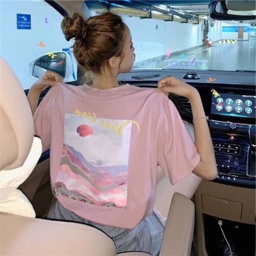 Sweet Lovely Style Women T shirt Fashion Print Short Sleeve Round Neck Woman Tshirt Casual Loose Women Tops