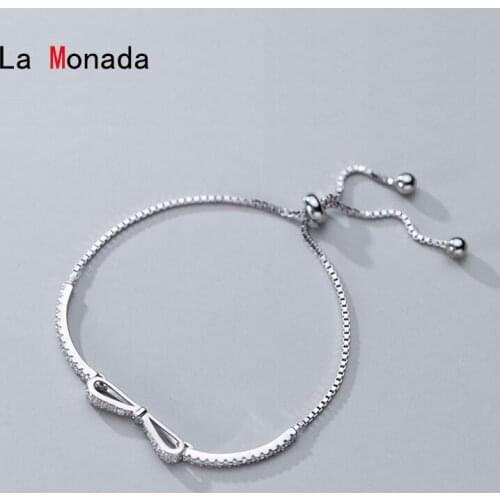 La Monada 925 Sterling Silver Jewelry Bow Butterfly Zircon Bracelets For Women Trendy Girls Silver 925 Bracelet Woman Adjustable