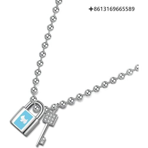 Fashion Boutique Heart Lock Series 925 Silver Necklace Female Lock Buckle Pendant Clavicle Chain