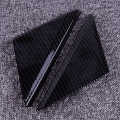 2PCS ABS Carbon Fber Texture Front Door Window Triangle Cover Trim Exterior Decoration Fit for Ford Mustang 2016-2019