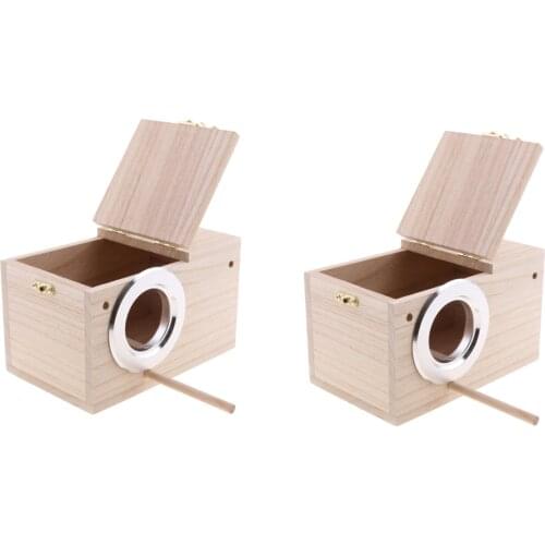 2Pcs Parakeet Nesting Box, Bird Nest Breeding Box Cage Wood House for Finch Lovebirds Cockatiel Budgie Conure Parrot