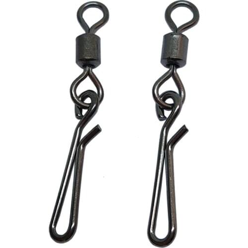 20pcs Fishing Barrel Rolling Swivel With Hanging Snap Freshwater Bass Fishing Tackle Saltwater Crappie Fishing Connector