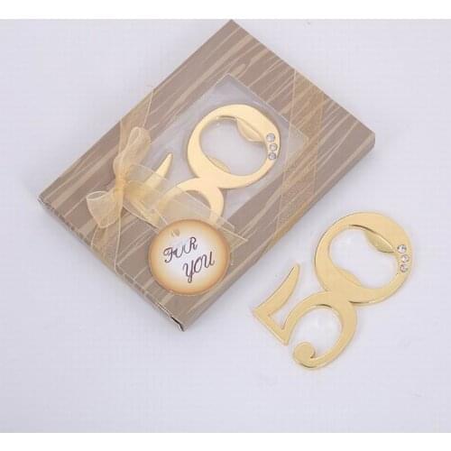 2020 New Arrive Gold Digital 50 Beer Openers 50th Design Golden Bottle Opener Wedding & Party Bag Filler Favors