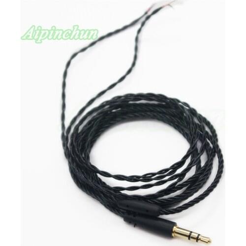 Aipinchun 3.5mm DIY Earphone Cable Headphone Repair Replacement 3-Pole Jack Black Wire Cord