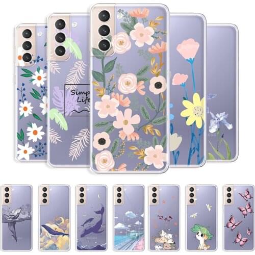 For Samsung S21 Case Transparent Cover For Samsung S21+ Flower Phone Shell on Galaxy S21 Ultra Clear Soft Protective Case Fundas
