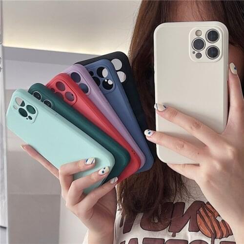 Camera Protection Square Silicone Phone Case For Samsung Galaxy A10 A20 A30 A50 A10S A20S A30S A50S Candy Color TPU Soft Covers