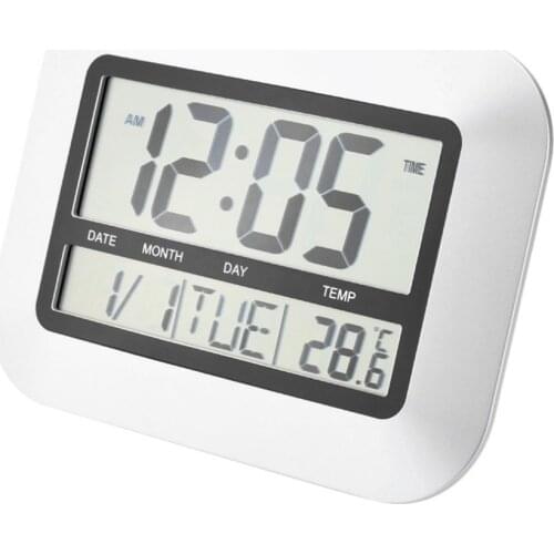 High Accuracy Self Setting Digital Home Office Decor Wall Clock With Indoor Temperature LCD Digital Temperature Meter TS-H128Y