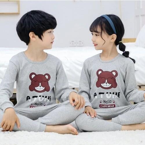 Cartoon Boys Girls Pajamas Autumn Winter Long Sleeves Childrens Clothing Sleepwear Baby Cotton Pyjamas Sets For Kids Homewear
