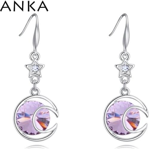 ANKA long drop hanging earrings with moon star shape drop earrings for women fashion Jewelry Crystals from Austria #26493