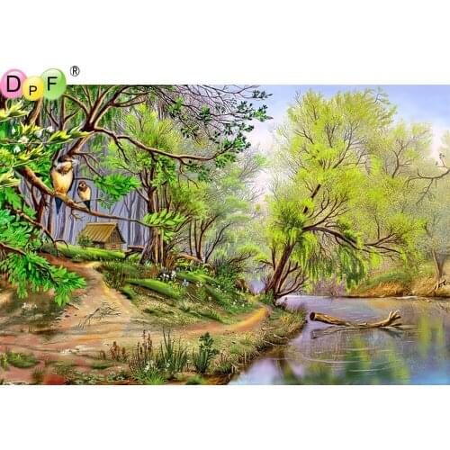 DPF 5D Birds on the tree full Round Diamond Painting Mosaic DIY Magic Cube Cross Stitch art craft Diamond Embroidery Decor