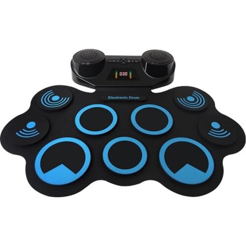 Electronic Hand Roll Drum Pad Set Roll-Up Portable Multifunctional Jazz Drum Percussion Built-in Speaker Recording