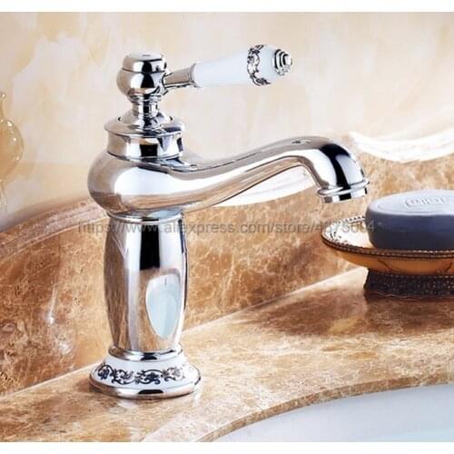 Basin Faucets Chrome Bathroom Deck Mounted Single Handle Single Hole WC Bathroom Faucet Brass Hot and Cold Tap Nnf505