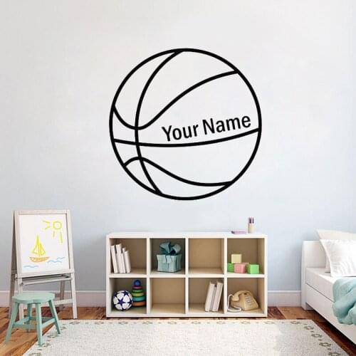 Boy Name Customized Basketball Wall Sticker Vinyl personalized Basketballs Sport boys Room Decal Removable Home Decor Z175