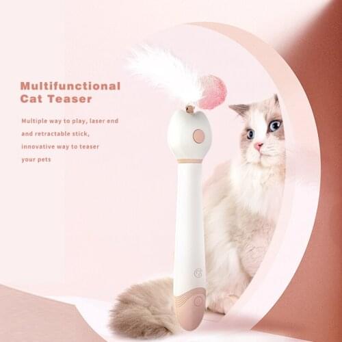 Innovative Telescopic Double Head Laser Cat Teaser Stick Interactive Pet Toy