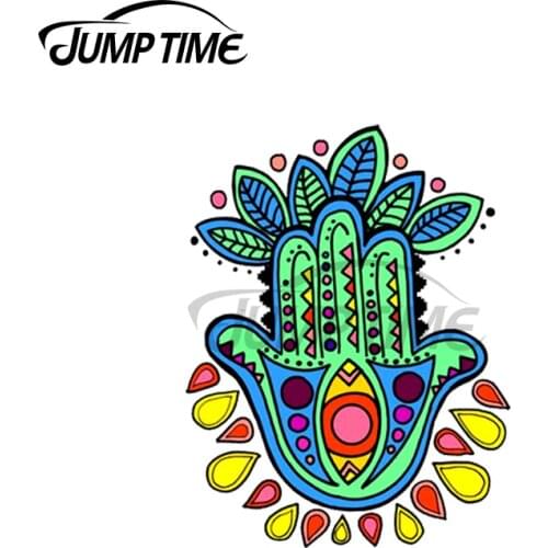 JumpTime 13 x 5.9cm For Colorful Hamsa Car Stickers Bumper Personality Motorcycle Creative Surfboard Cartoon 3D Decoration